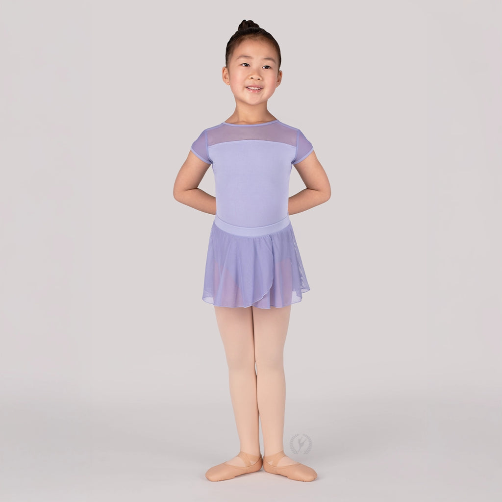 41127c - Eurotard Girls Mesh Mock Wrap Pull On Skirt Navy