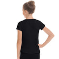 44100c - Eurotard Youth Unisex Microfiber Crew Neck Short Sleeve Dance Top Black