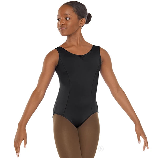 44264c - Eurotard Girls Microfiber Princess Seam Tank Leotard Black