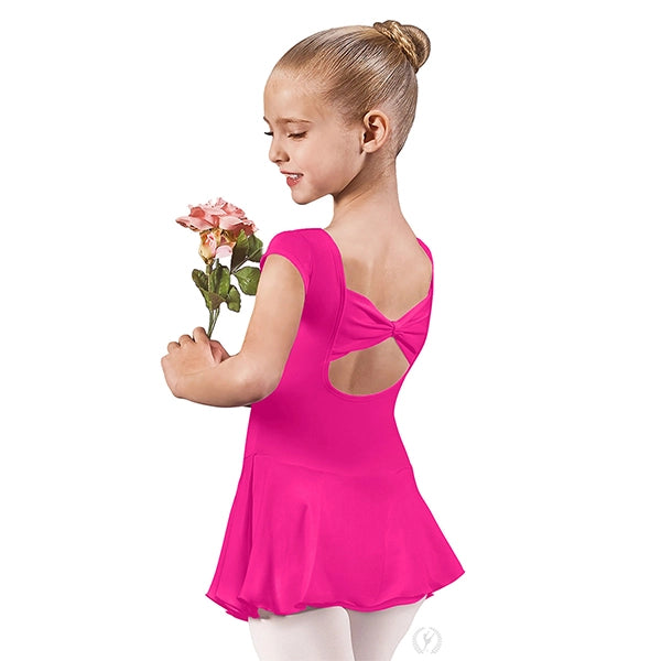 44285 -Eurotard Girls Microfiber Bow Back Cap Sleeve Dance Dress